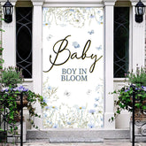 Lofaris Blue Floral Baby Boy In Bloom Gender Reveal Door Cover